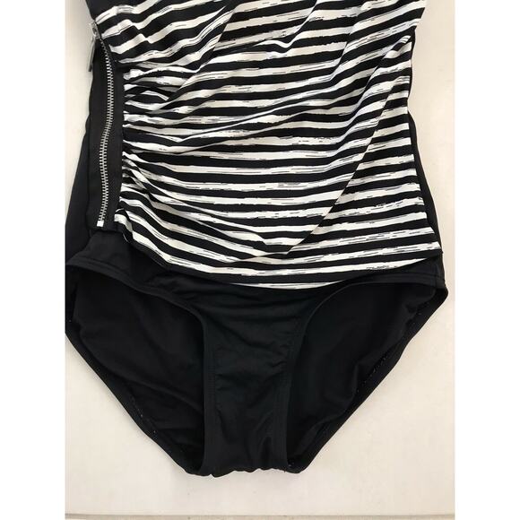 Michael by Michael Kors Multicolor Stripe Zip Strapless One Piece Swimsuit - Picture 2 of 9